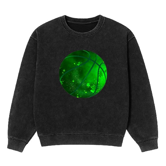 Basketball Shamrock Lucky Clover Irish St Patrick Mineral Wash Sweatshirts
