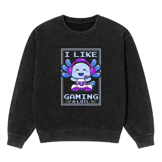 Gaming, Axolotl, Gaming, Video Game, Unicorn Gamer Mineral Wash Sweatshirts