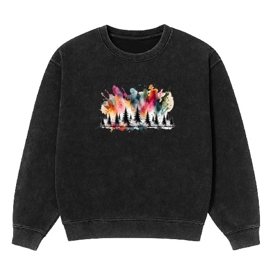 Abstract watercolor christmas mug Mineral Wash Sweatshirts