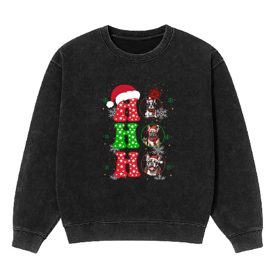 hohoho french bulldog christmas santa claus Mineral Wash Sweatshirts