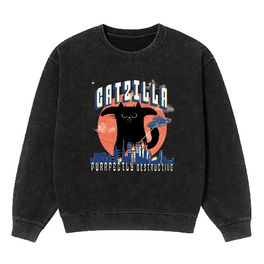 Catzilla king of cats,movie parody Mineral Wash Sweatshirts