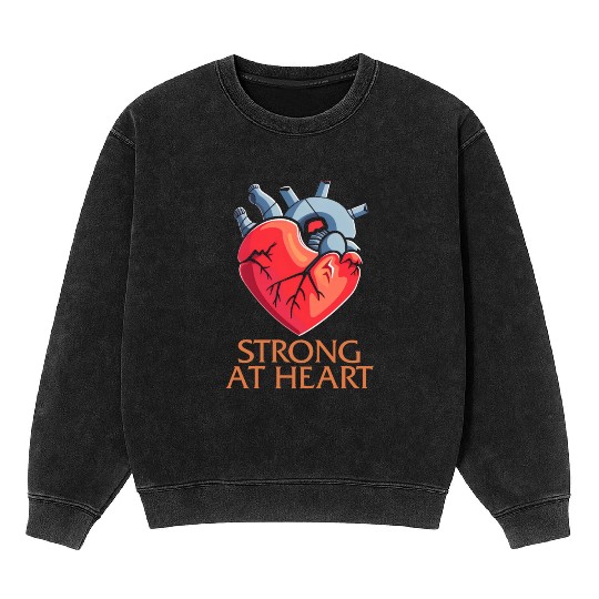 CHD Awareness Mineral Wash Sweatshirts, Strong At Heart Pumping Iron