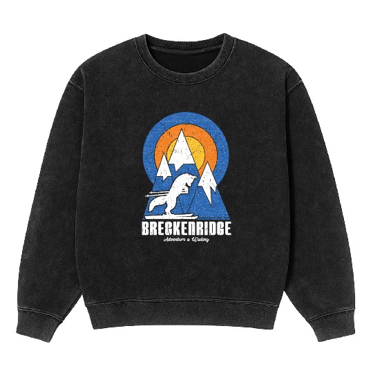 Retro Breckenridge Ski White Fox Mineral Wash Sweatshirts