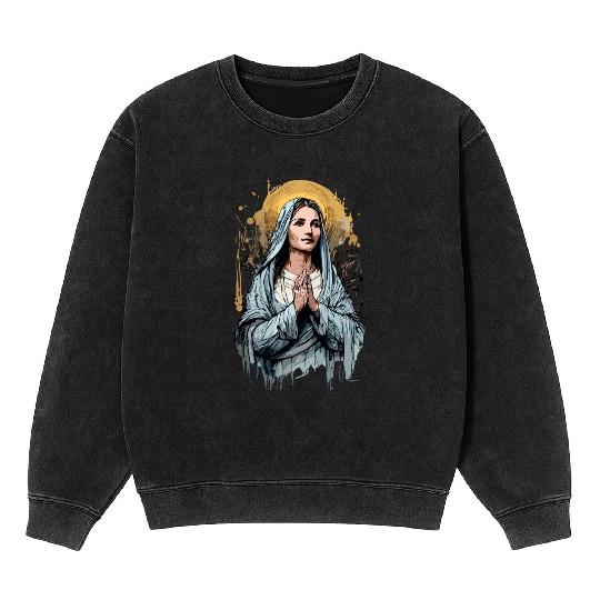 Mary the Mother of Jesus Mineral Wash Sweatshirts