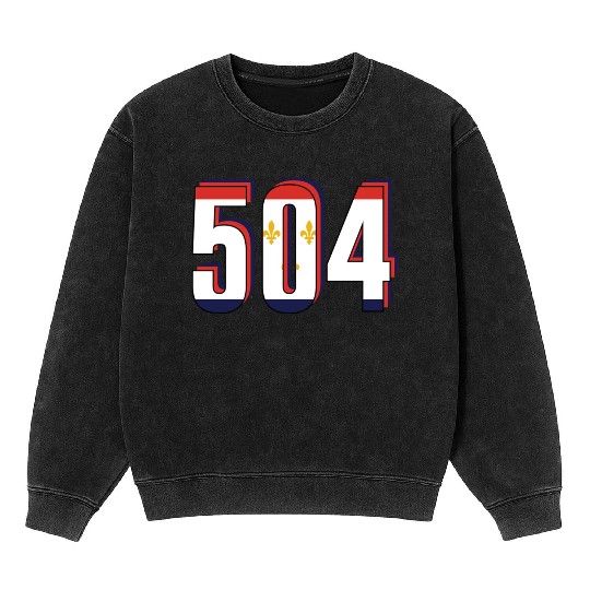 504 Area Code New Orleans Louisiana Map Number Mineral Wash Sweatshirts