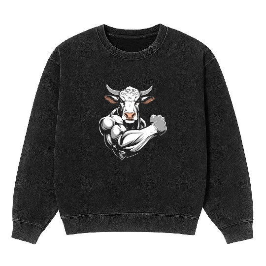 Workout Gym Cow Mineral Wash Sweatshirts