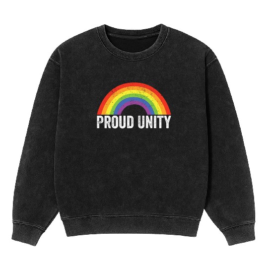 Proud Unity Gay Pride LGBT Ally Rainbow Flag Mineral Wash Sweatshirts