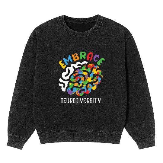 Embrace Neurodiversity Autism Brain Mineral Wash Sweatshirts