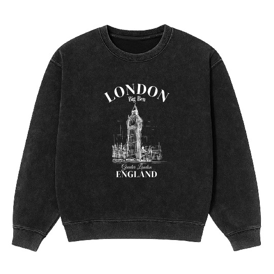 London Big Ben England Mineral Wash Sweatshirts