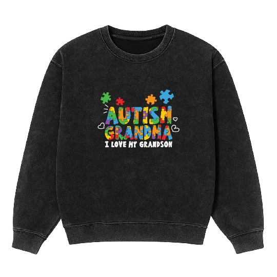 Autism Grandma I Love My Grandson Mineral Wash Sweatshirts
