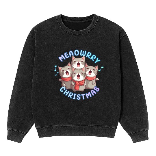 Christmas Kittens sing lovely Christmas song Mineral Wash Sweatshirts