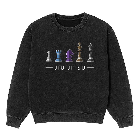 Bjj Brazilian Jiu Jitsu Chess Belt Fighter Mma Mineral Wash Sweatshirts