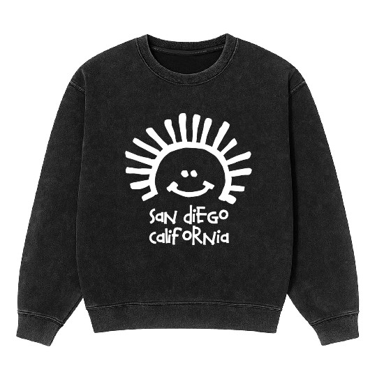 San Diego California Sun Smiley Face Souvenirs Mineral Wash Sweatshirts