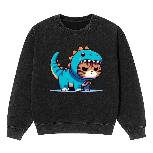 Grumpy Cat in Velociraptor Costume Mineral Wash Sweatshirts