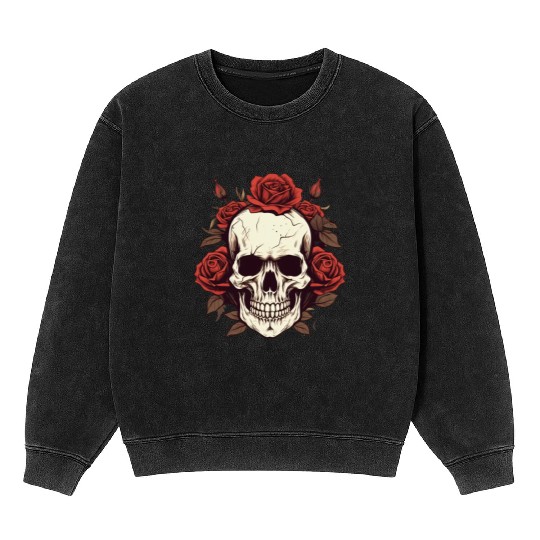 Skull rose aesthetic grunge roses goth gift Mineral Wash Sweatshirts