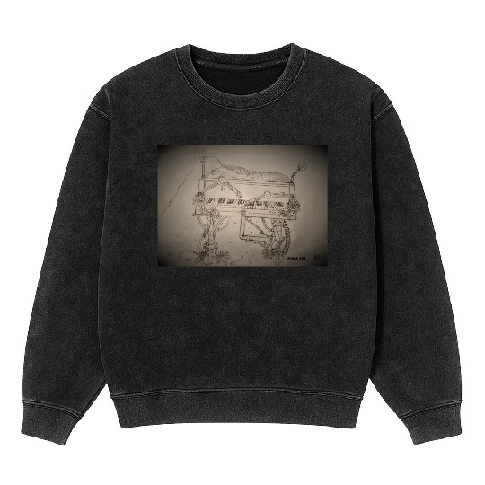 The Dark Steampunk Electro-Piano 1900-2 Machine Mineral Wash Sweatshirts
