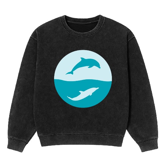 Dolphin Lover Gift Idea Mineral Wash Sweatshirts