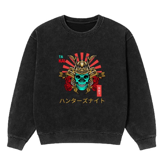Samurai Skull Mineral Wash Sweatshirts