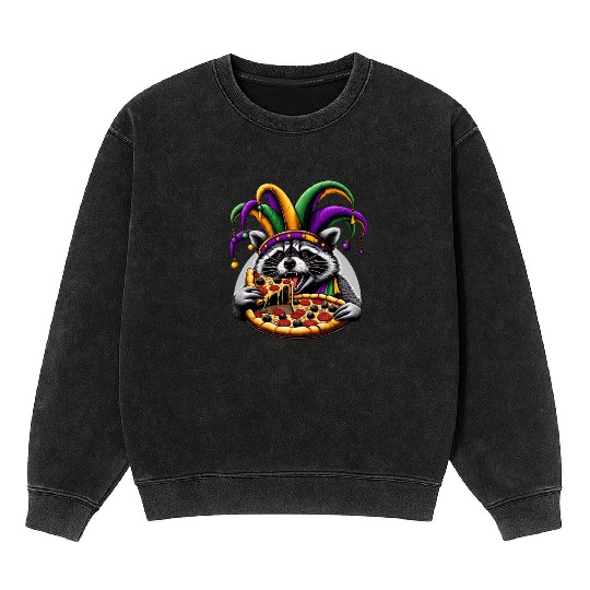 Mardi Gras raccoon with fool's hat Mineral Wash Sweatshirts
