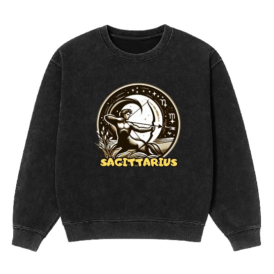 Sagittarius Horoscope Mineral Wash Sweatshirts