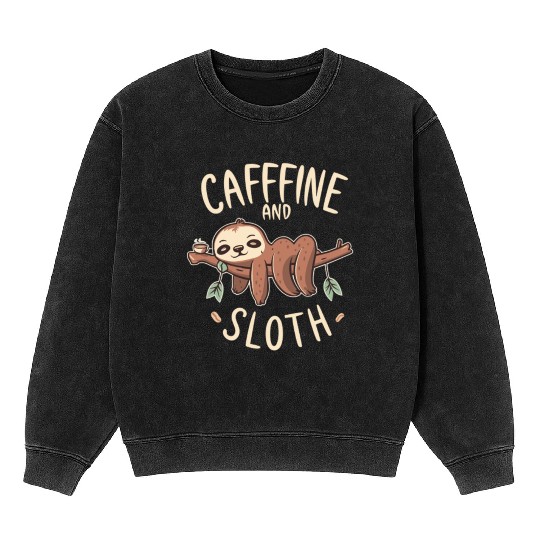 CAFFEINE SLOTH Mineral Wash Sweatshirts