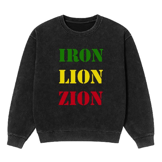 Iron Lion Zion, Jamaican Rasta Colors, Reggae Mineral Wash Sweatshirts
