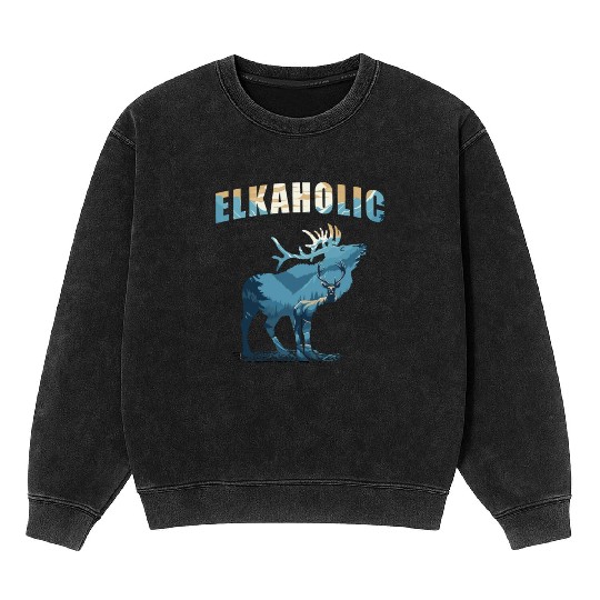 Elk Hunting Elkaholic Hunters Mineral Wash Sweatshirts