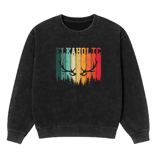 Elk Hunting Elkaholic Hunters Mineral Wash Sweatshirts