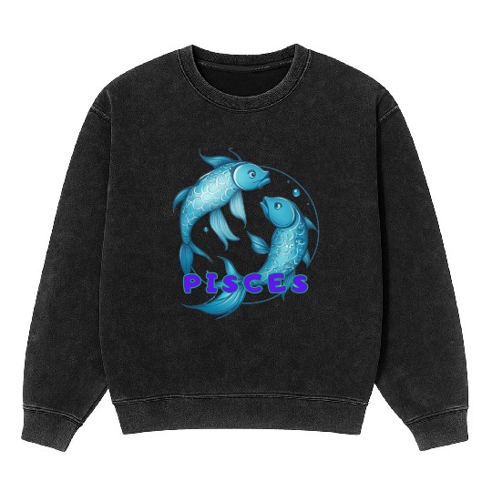 Pisces Horoscope Mineral Wash Sweatshirts