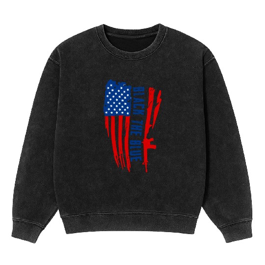 Black the blue American Oilfield USA Flag Mineral Wash Sweatshirts