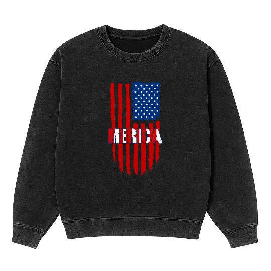 American Flag Merica Mineral Wash Sweatshirts