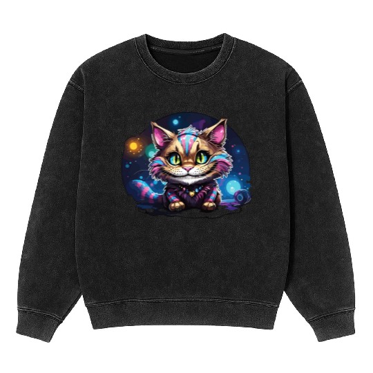 Fantasy Cheshire Cat Smile, Alice in Wonderland Mineral Wash Sweatshirts