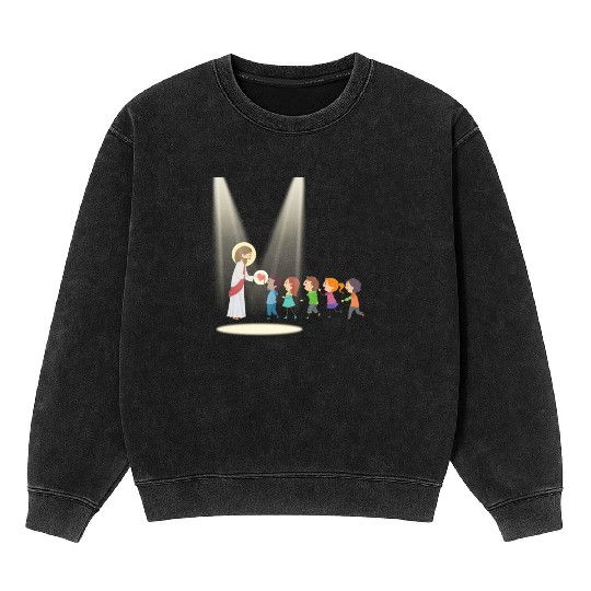 sacred heart of jesus Mineral Wash Sweatshirts