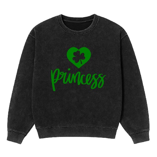 Irish Heart Clover Princess Mineral Wash Sweatshirts