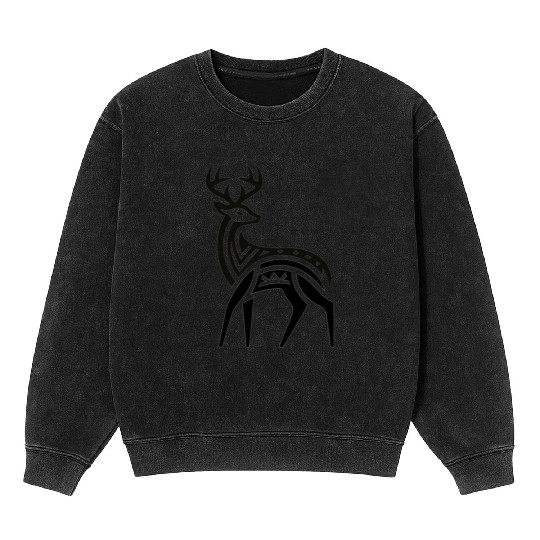 Deer Native American Zodiac Mineral Wash Sweatshirts