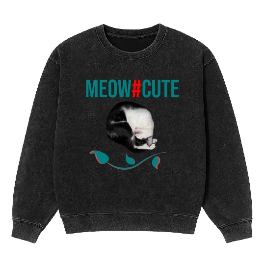 Meow cute baby cat sleep Mineral Wash Sweatshirts
