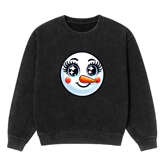 Lady Carrot-Nosed Snowwoman Cute Snowman Christmas Mineral Wash Sweatshirts