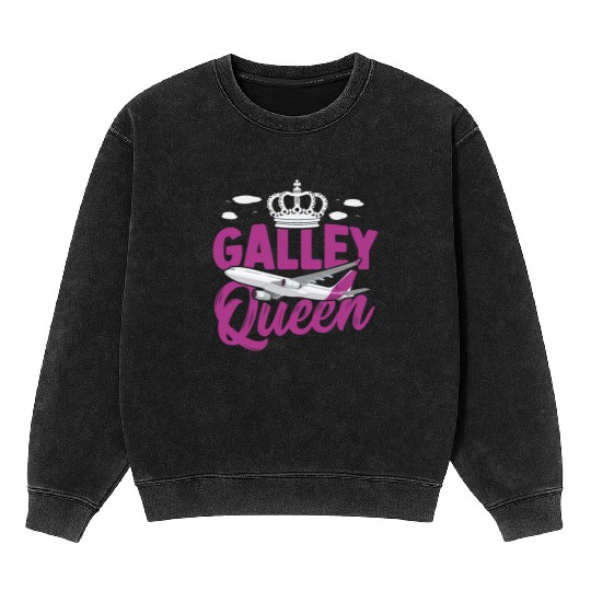Galley Queen Flight Attendant Aviation Mineral Wash Sweatshirts