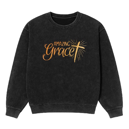 Amazing Grace Lettering Mineral Wash Sweatshirts