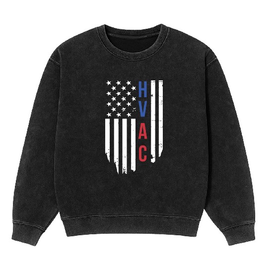 HVAC Technician US American Flag HVAC Mechanic Mineral Wash Sweatshirts