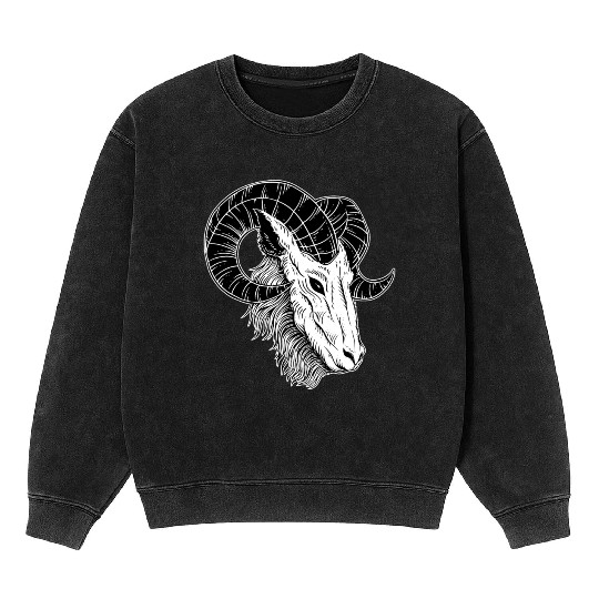 Dark Devil Baphomet Goat Head Mineral Wash Sweatshirts