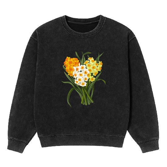Daffodil Bunch Daffodils He Daffodil Mineral Wash Sweatshirts