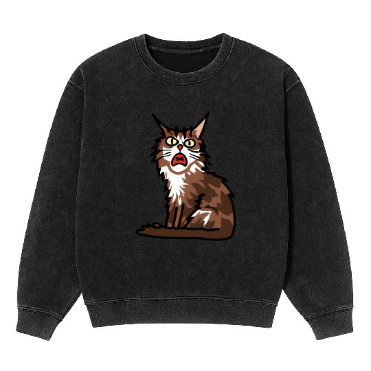 Maine Cat - Grumpy or Surprised Expression Mineral Wash Sweatshirts