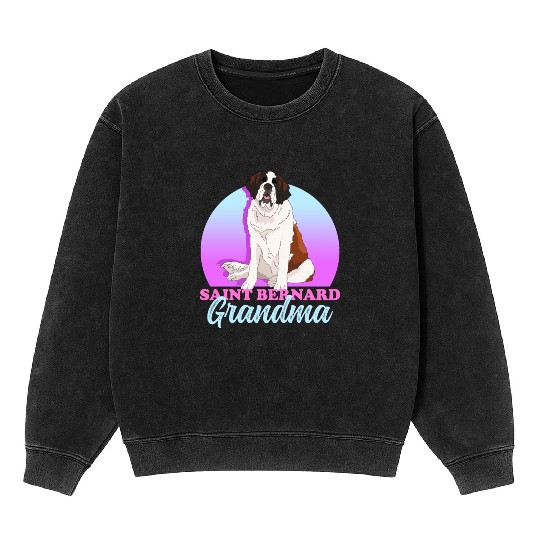 St. Bernhard Dog Saint Bernard Grandma Mineral Wash Sweatshirts