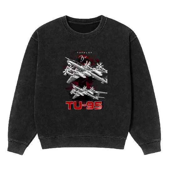 Tupolev TU-95 Heavy Russian Bomber Aircraft Mineral Wash Sweatshirts