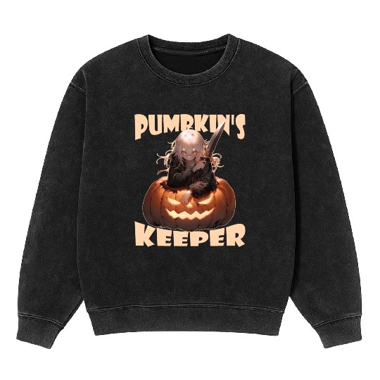 Pumpkin's Keeper Evil Killer Anime Jack O Lantern Mineral Wash Sweatshirts