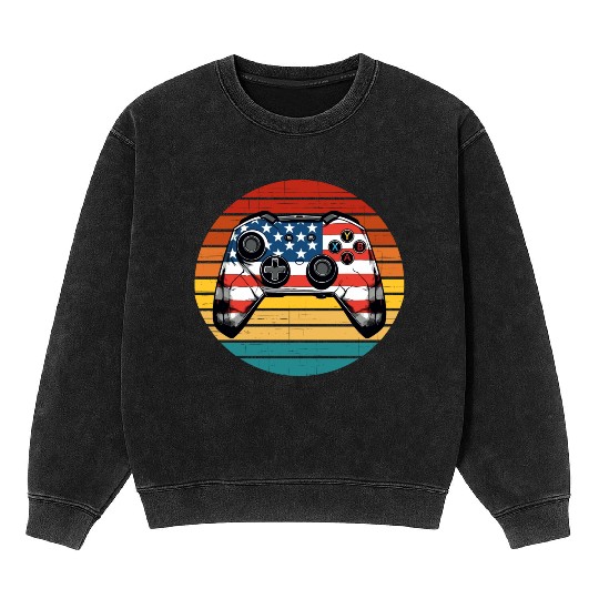 Sunset Video Game Mineral Wash Sweatshirts