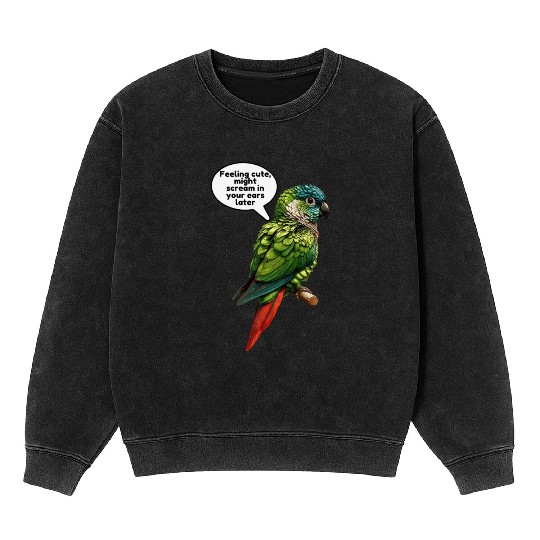 Funny Green Cheeked Conure Cute Conure Parrot Mineral Wash Sweatshirts