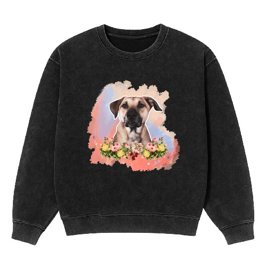 black mouth cur Mineral Wash Sweatshirts
