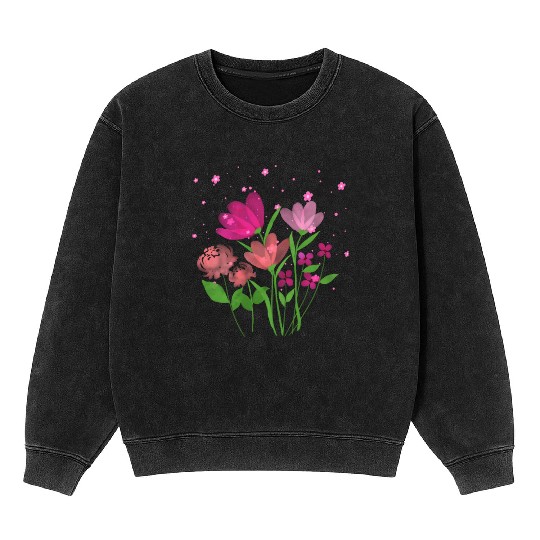 Pink Cosmos flowers Mineral Wash Sweatshirts